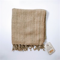 ［Og］手織り綿手織綿スカーフ　グリーンコットン（約45cm×175cm）