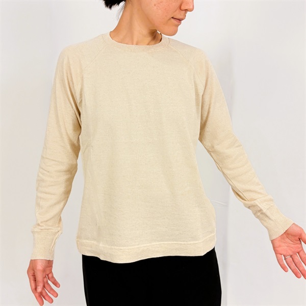 ［ナチュラル・ハーモニー］自然栽培綿混ヘンプコットン長袖Tシャツ M