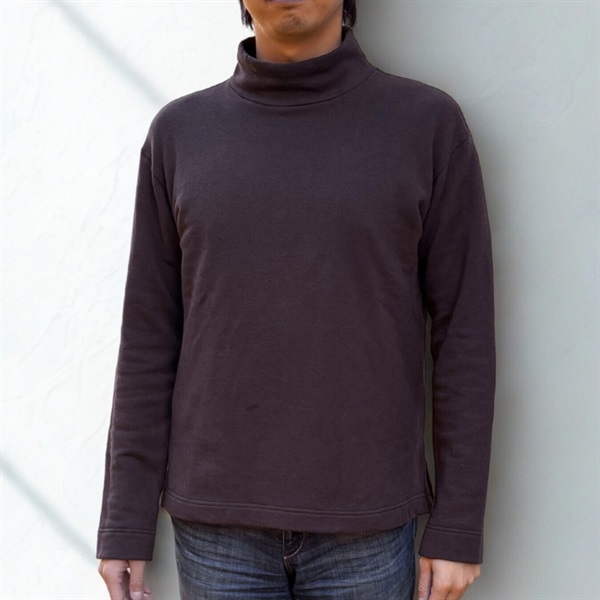 ［ナチュラル・ハーモニー］自然栽培綿混ヘンプコットン ハイネックプルオーバー　ログウッド染 L