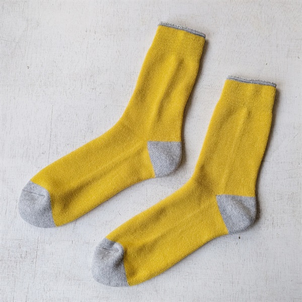 ［コロモナチューレ］パイルコンビソックスXL ひまわりイエロー